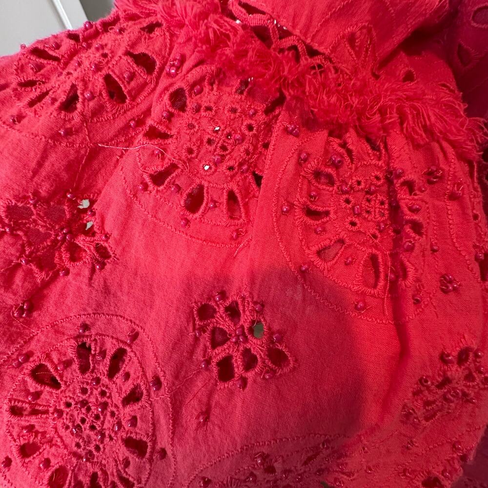 🌸 By Anthropologie Dani Lace Eyelet Pink Drop Waist Dress – Size 6 - Picture 9 of 10